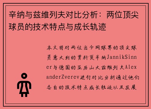 辛纳与兹维列夫对比分析：两位顶尖球员的技术特点与成长轨迹